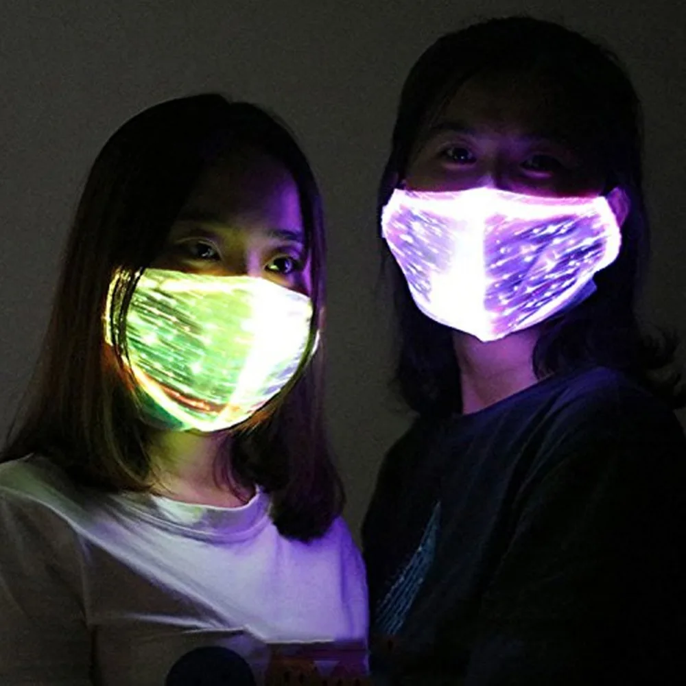 

1Pc Festival Light Up LED Dust Mask 7 Colors Luminous Party Christmas Halloween Bar Respirator For Men Women Luxury Cosplay Item