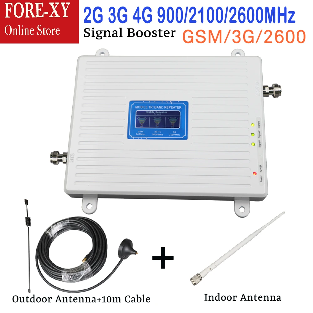 

2G 3G 4G Repeater cellular Signal Booster WDMA 2100mhz LTE 2600mhz signal Amplifier repeater TRI Band Cell Phone Booster