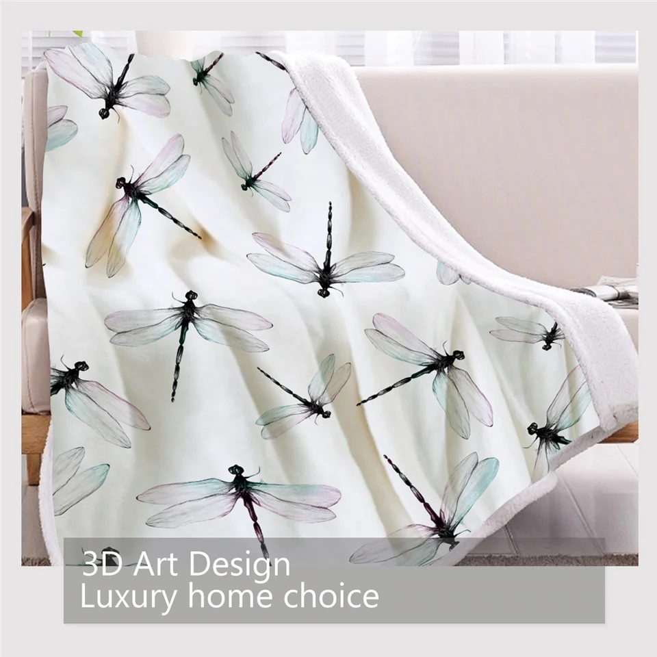 Blesslive Стрекоза плюшевое покрывало простое белое пушистое одеяло светло-зеленое розовое крылья плюшевое одеяло для кроватей 150x200 постельные принадлежности