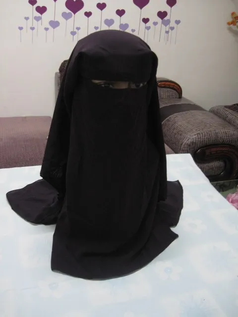 H1023 latest 3 layers muslim niqab,islamic hijab,fast delivery,can order  only black|hijab material|hijab womenhijab - AliExpress