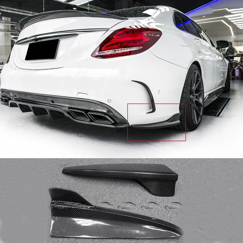 

W205 AMG & C63 F Style Car Styling Real Carbon Rear Flats Side Skirts Extension Lip for Mercedes Benz W205 4 Door AMG C63