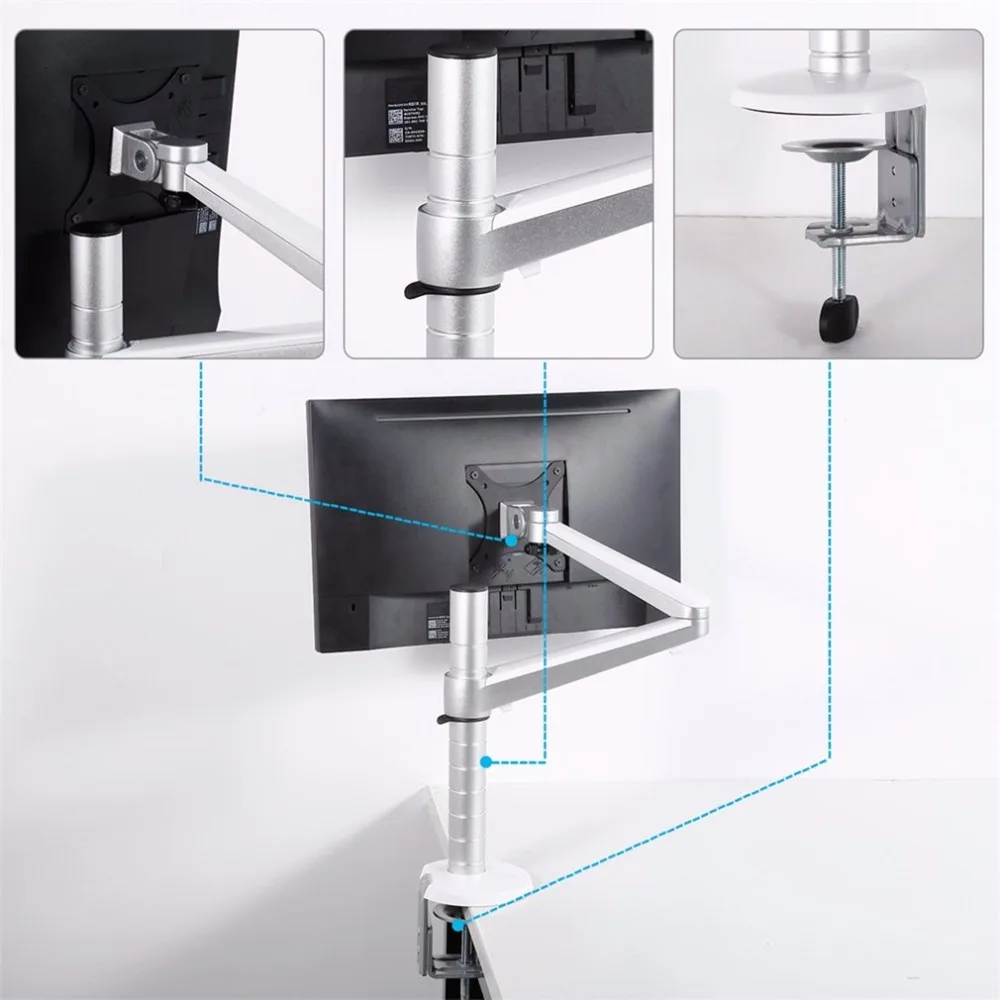 

LESHP Height Adjustable within 27 inch LCD LED Monitor Holder Arm Bracket 360 Degree Rotatable Monitor Stand Free shipping