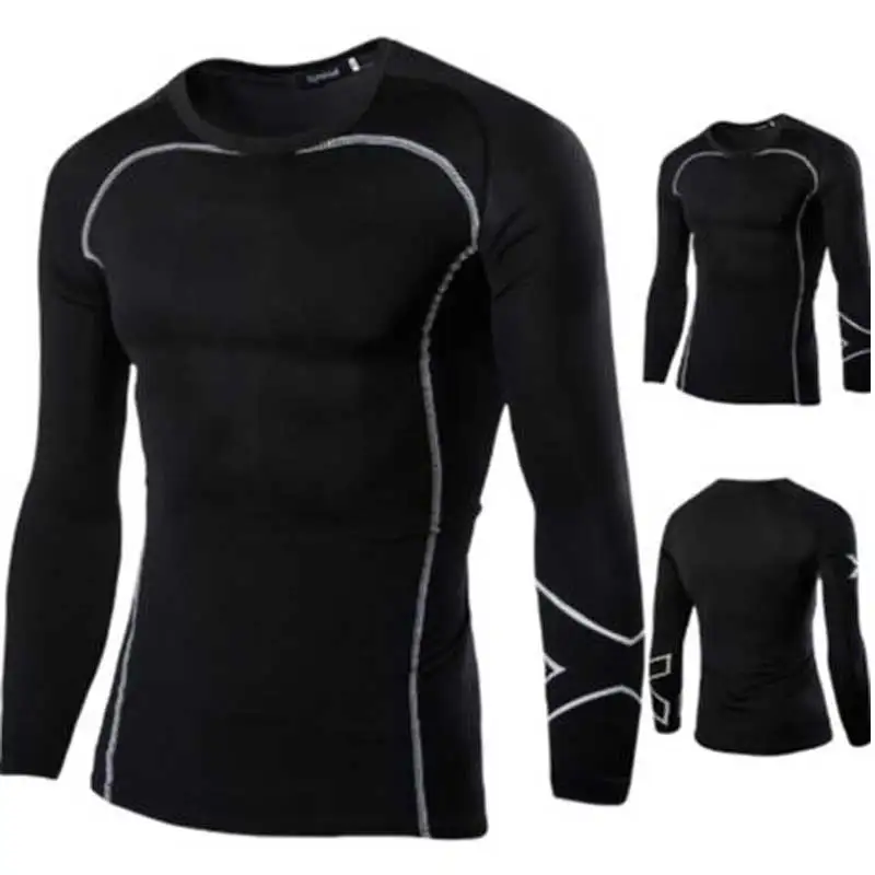 Men Compression MMA Rashguard Fitness Long Sleeves Shirts Base Layer