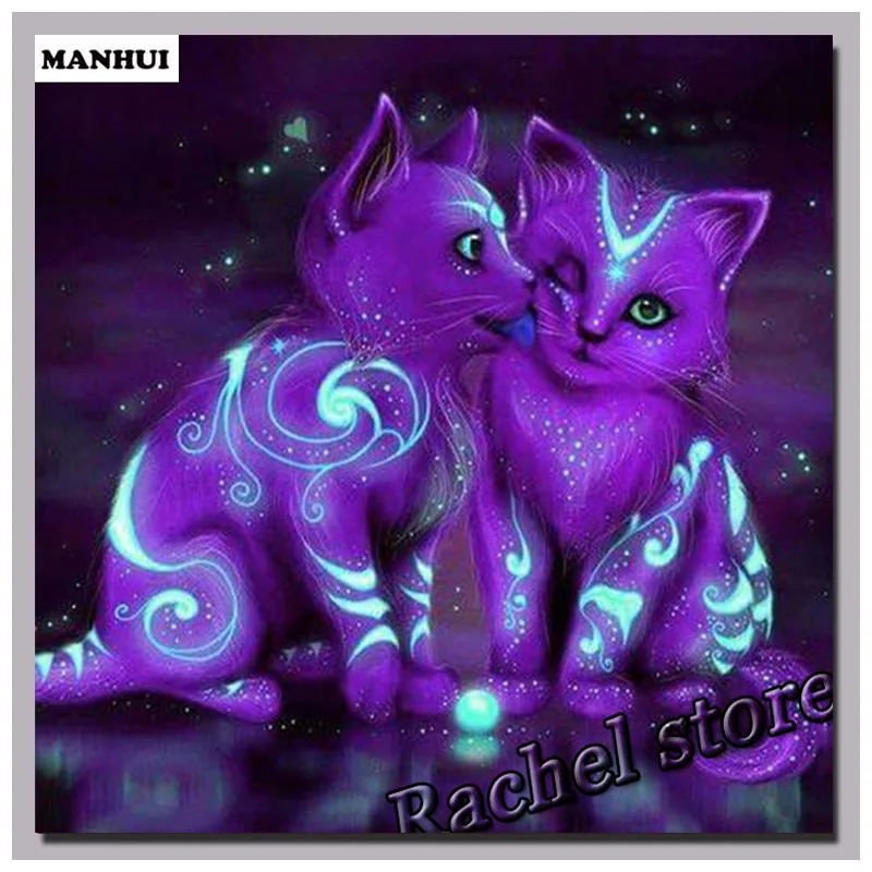 

Diamond Embroidery Diy Diamond Painting Cross Stitch Kits Diamond Mosaic Purple cat Full Square Diamond Embroidery DS264