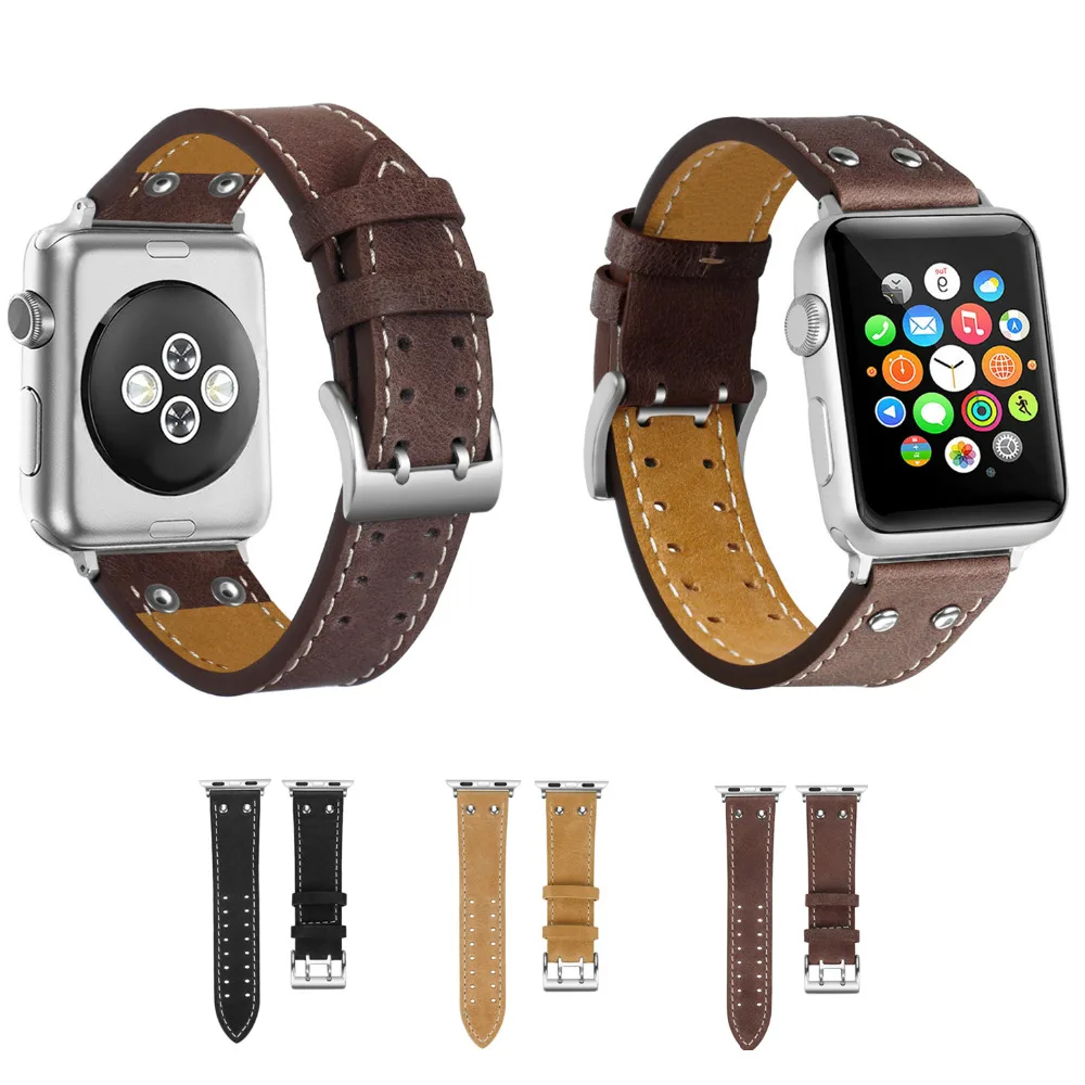 

Leather strap for apple watch band 42mm 38mm iwatch 3/2/1 bracelet belt Very strong Cowhide Genuine leather watchband