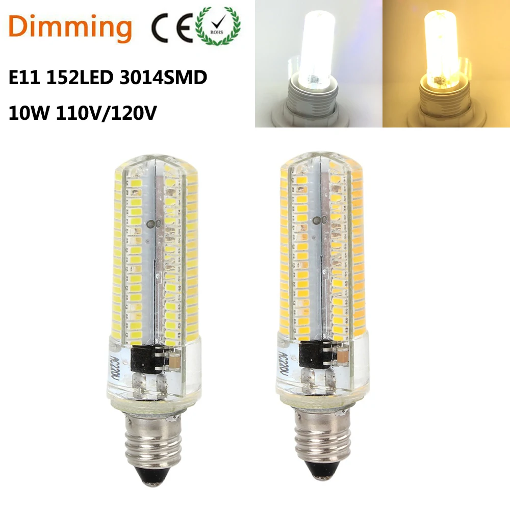 Dimmable E11 LED Bulb 152LEDs SMD3014 E11 LED lamp 110V 220V 230V Corn