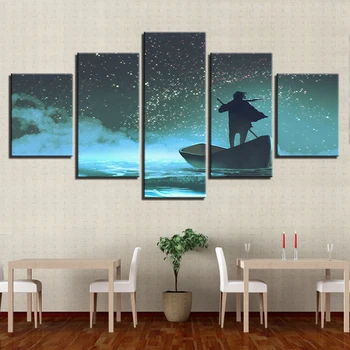 

Canvas Paintings Wall Art HD Prints 5 Pieces Juvenile Boating Pictures Cartoon Abstract Starry Sky Posters