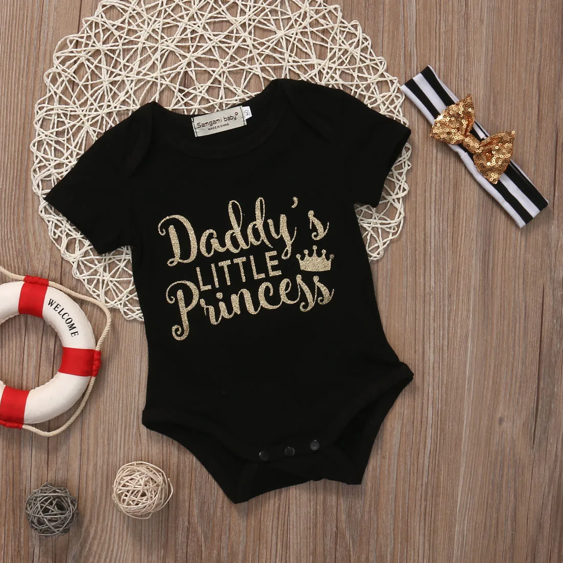 multitrust бренд, для новорожденных, для маленьких девочек костюм для малыша одежда Рубашка с короткими рукавами комбинезон-боди для игр наряд на возраст от 0 до 18 месяцев - Цвет: Daddy Little