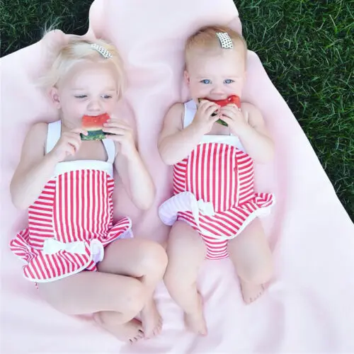 

Bikini 2019 Newborn Kids Girl Striped Swimwear One Piece Swimsuit Halter Top Bathing Suit Swimming Costume Beachwear Monokini