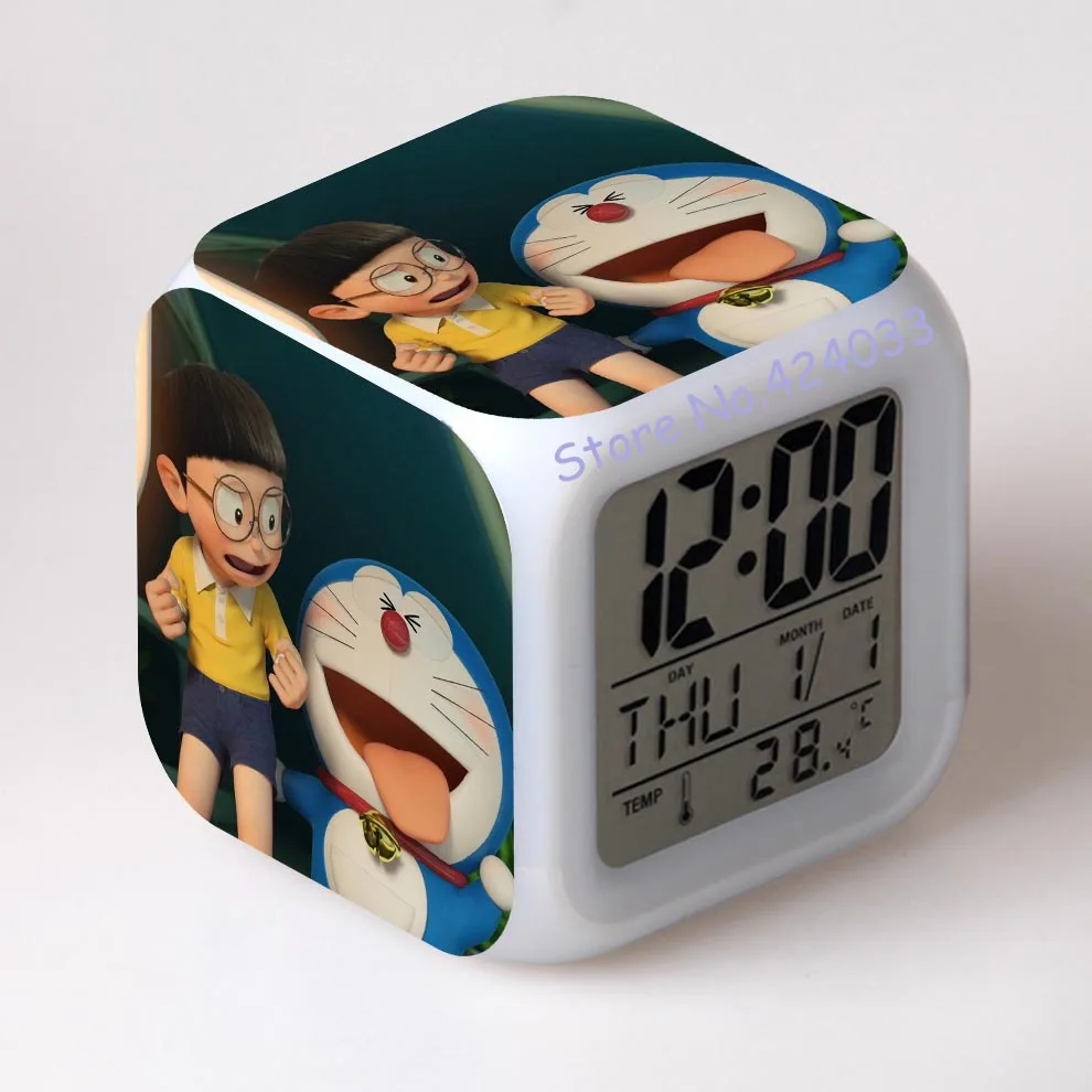 Новое поступление Doraemon классные будильники японского аниме термометр Ночные красочные светящиеся игрушки