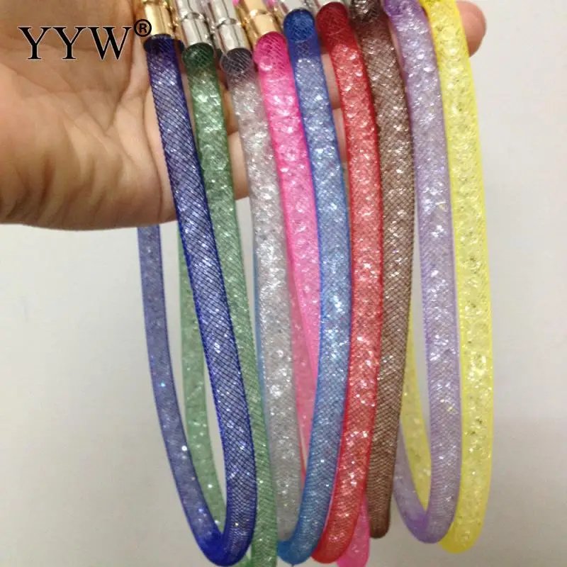 

Women Muticolor Wire Mesh Chain Necklace Crystal Tube Net Tube Necklaces Bijoux Jewelry Chain Jewelry Gift Approx 18Inch Strand