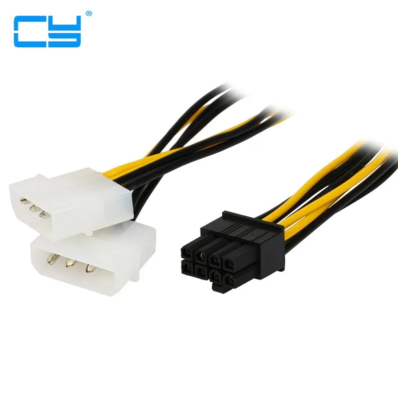 

5pcs 6 inch 2 x Molex 4 pin to 8-Pin PCI Express Video Card Pci-e ATX PSU Power Converter Cable - Molex to Pcie 8 pin Adapter