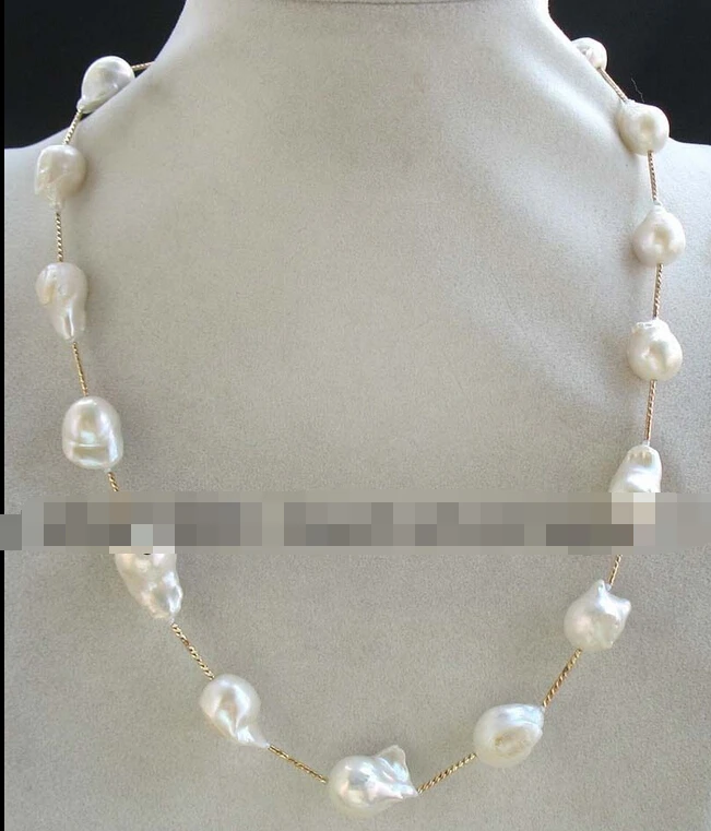 

FREE SHIPPING ddh003718 freshwater pearl white reborn keshi necklace 21