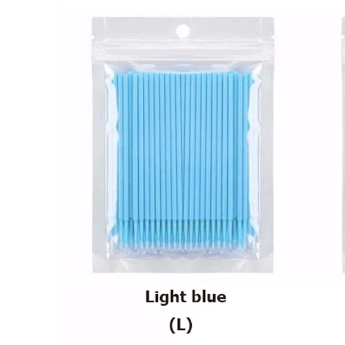 NATUHANA 100 шт Одноразовые микро кисти ресницы человека Расширение Удаление ресниц тампон микро щетка для наращивания ресниц Инструменты - Handle Color: Light blue X 100pcs