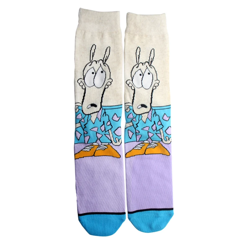 

K160 COURAGE The Cowardly Dog 1 Pair Personalized Print Socks Novelty Men Women Sock Comfort Stitching Cotton Crew Socks