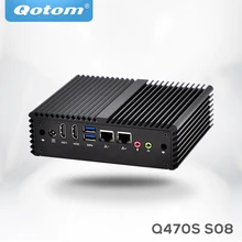 Qotom mini pc i7 q470s com núcleo i7-4500U até 3.0ghz AES-NI 3g/4g sim slot, wol 7/24h fanless baixa potência pequeno computador de mesa