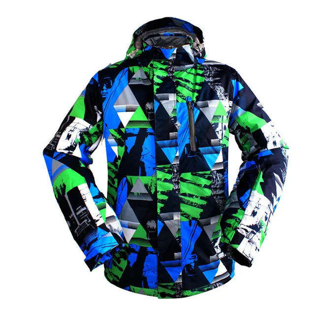 Профессиональная Лыжная куртка для сноуборда, зимняя ветрозащитная Водонепроницаемая теплая куртка для походов, дышащая Лыжная куртка с капюшоном и граффити для мужчин - Цвет: Синий