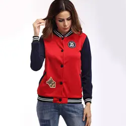 2018 куртки для Для женщин Демисезонный воротник с длинными рукавами тела Бейсбол знак однорядные пряжки куртка Повседневное воротник