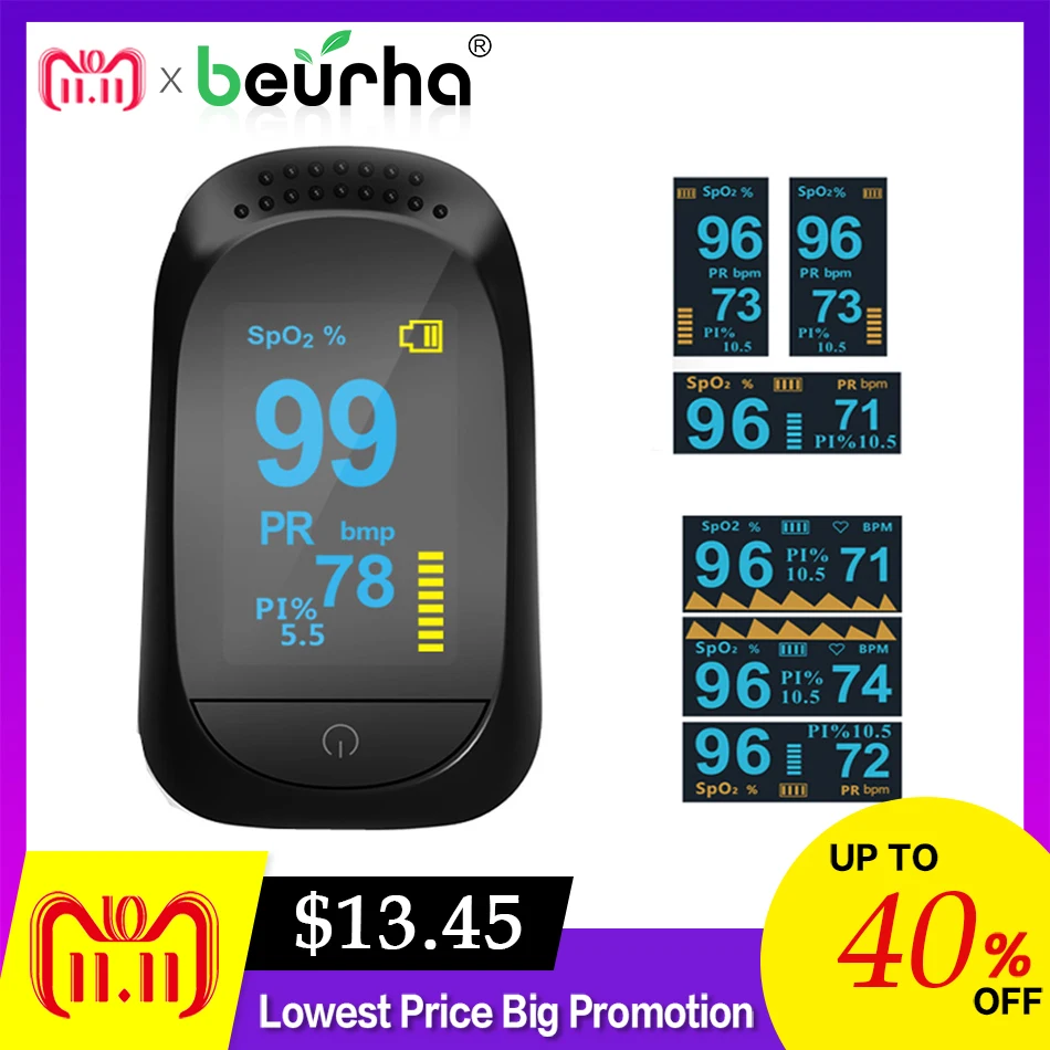

New Digital Finger Pulse Oximeter Blood Oxygen Finger SPO2 PR PI Alarm Oximetro de dedo Health Care with 8 hour sleep monitor
