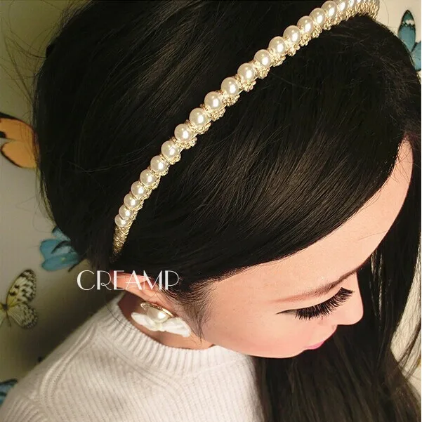 

New Hot Sell Hair Accessorie Joker Headband Women's Pearl Gold string twined Hairbands