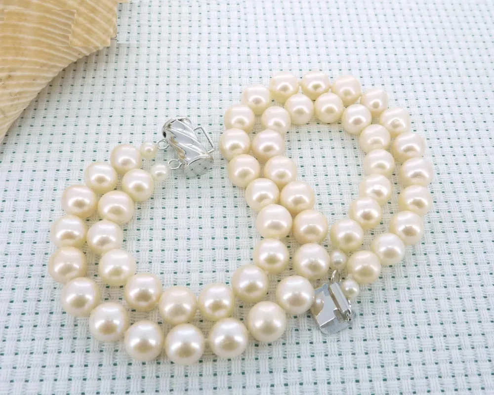 

Free Shipping >> fs rbt new NEW2 row natural 9-10mm Australian south sea white pearl bracelet 14k white gold