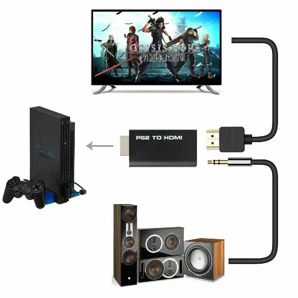 PS2 к HDMI аудио видео конвертер адаптер с 3,5 мм аудио выход PS2 плеер к HDMI для HDTV