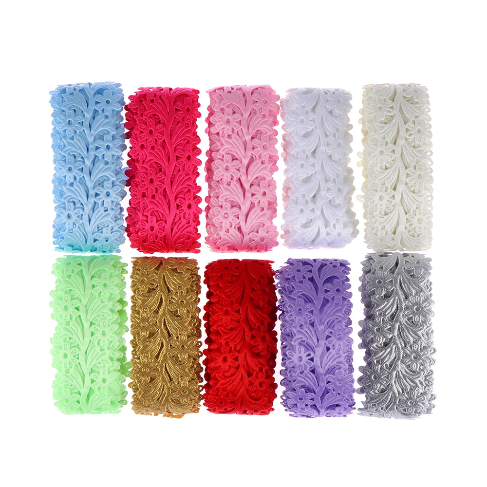 

2Yards 35mm Flower Ribbon Sewing Craft Lace Trim Embellishment DIY Garment & Home Wedding Decoration Garment Sewing Decor