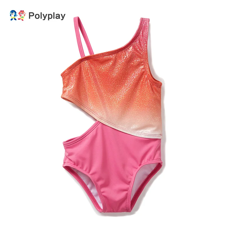 

Summer girl slant shoulder hollow-out lovely one-piece swimsuit