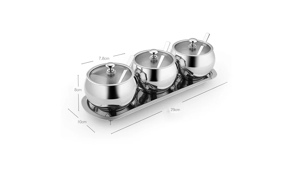 SSGP Kitchen Seasoning Box Household Set With Lid Seasoning Bottle Can 304 Stainless Steel Oil Salt Cans Seasoning Can Set