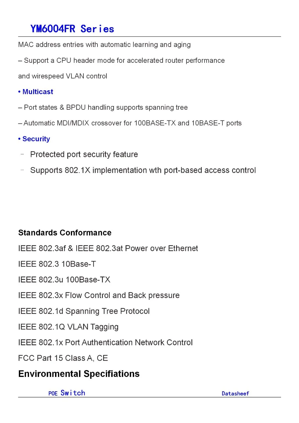 6-Port fast Ethernet Switch 4-Port POE picture 05