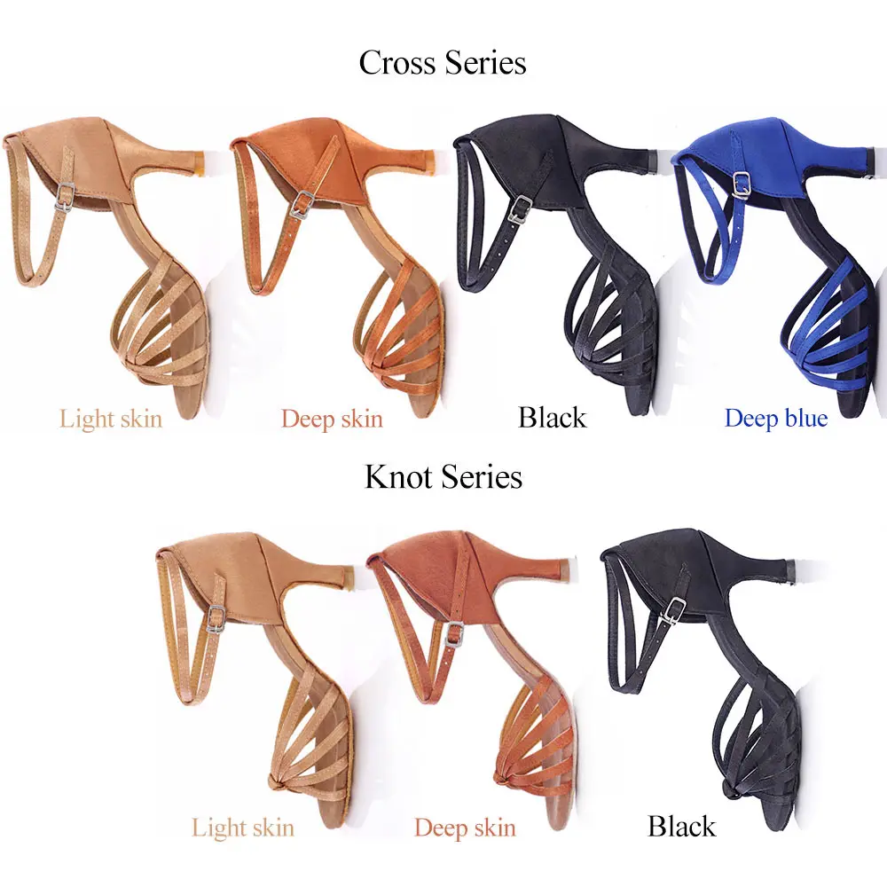 Women's Latin Dance Shoes Black Satin/PU Ballroom Soft Bottom Dance Shoes For Girls Party Salsa ChaCha Dancing Shoes Mujer L40