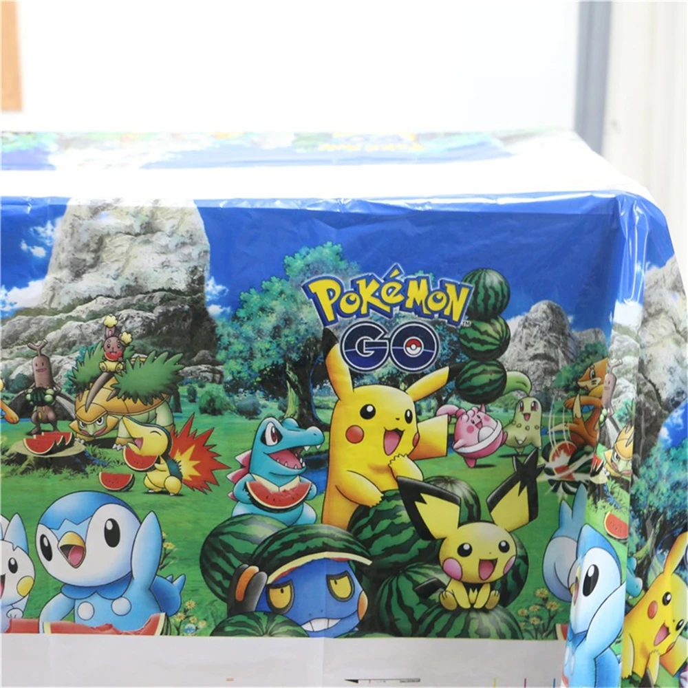 1Pcs Disposable Plastic Table Cloth Cartoon Pokemon Go Table Cover
