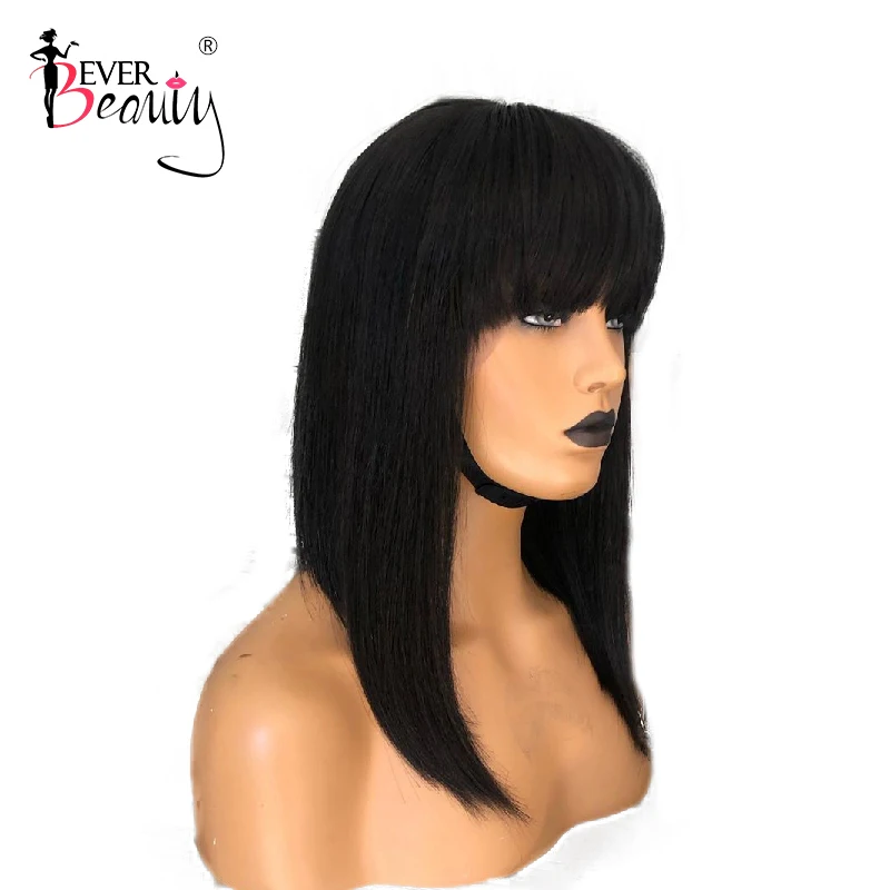 

13x6 Short Blunt Bob Lace Front 100% Real Human Hair Wigs For Women Black Straight Deep Part Lace Frontal Wigs Ever Beauty Remy