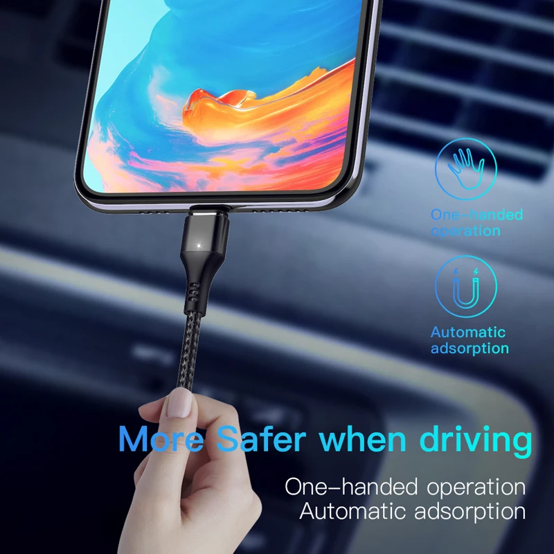 ! ACCEZZ 3A Магнитный кабель для зарядки Iphone X XR XS MAX 6 6S 7 8 Plus|Кабели мобильных