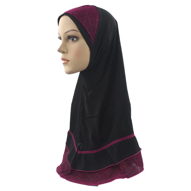 Исламский кашне в мусульманском стиле однотонный шарф-хиджаб модные Лоскутные обертывания полиэстер Макси-шали Мягкие Длинные - Цвет: Black 4