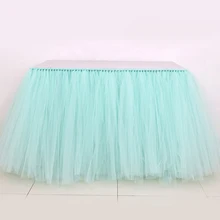 RUBIHOME однотонная белая синяя розовая Тюлевая оборка для стола, крышка для стола, декор на свадьбу День рождения, сувениры, вечерние, домашний текстиль