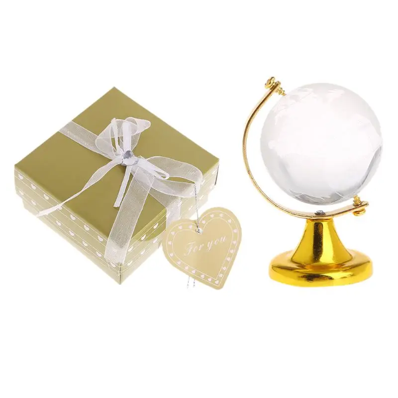 Мини Круглый земной шар карта мира Кристальное стекло прозрачная подставка украшение стола подарки