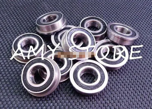 Metal Flanged Rubber Sealed Ball Bearing 10 PCS 8x14x4 mm MF148-2RS Black