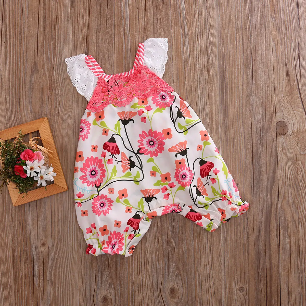 

Newborn Baby Girls Lace Floral Romper JumpsuitOutfits Sunsuit Clothes