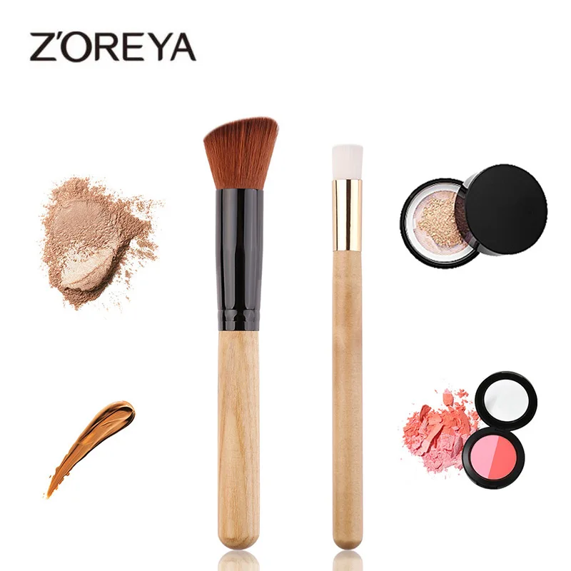 

ZOREYA Makeup Brushes Portable Foundation Contour Facial Brush Makeup Brush Synthetic Hair Wooden Handle Pincel Maquiagem