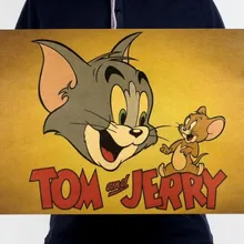 Мультфильм Том и Джерри Винтаж Классический постер для декорации дома художественные принадлежности ретро-плакаты и принты