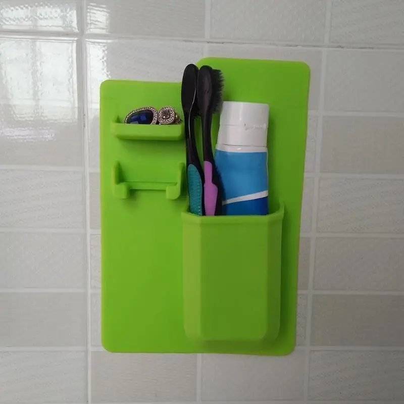 Silicone Toothbrush Toothpaste Holder Stand Razor Rack Storage Toiletry Bathroom