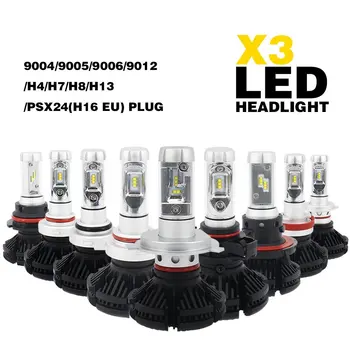 

X3 55W 12,000LM -H13/9008 9004/HB1 9007/HB5 H4 Hi/Lo Dual Beam LED Headlight Conversion Kit - 3000K 6500K 8000K CSP ZES LED Chip