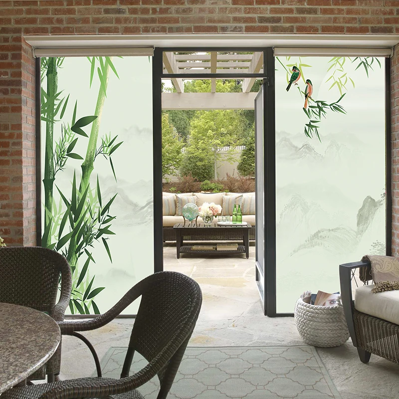 Under the wind sand frosted glass stickers balcony sliding door glass