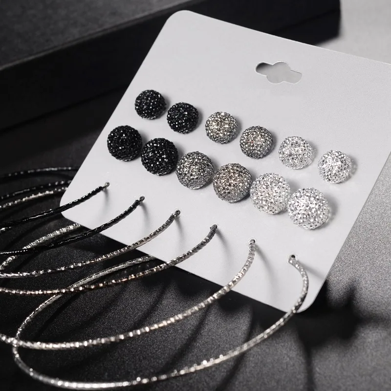 9 пар/комплект серьги гвоздики с кристаллами|ball stud earrings|stud earringscrystal ball earrings |