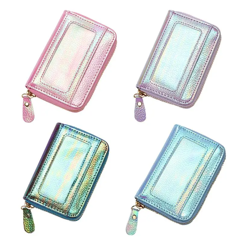 

4 Colors Women Business Card Holder PU Leather Card Wallet Prevent RFID Female Credit Card Holder Red Blue Purple New
