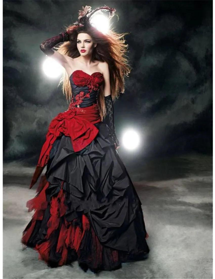 black and red masquerade dress