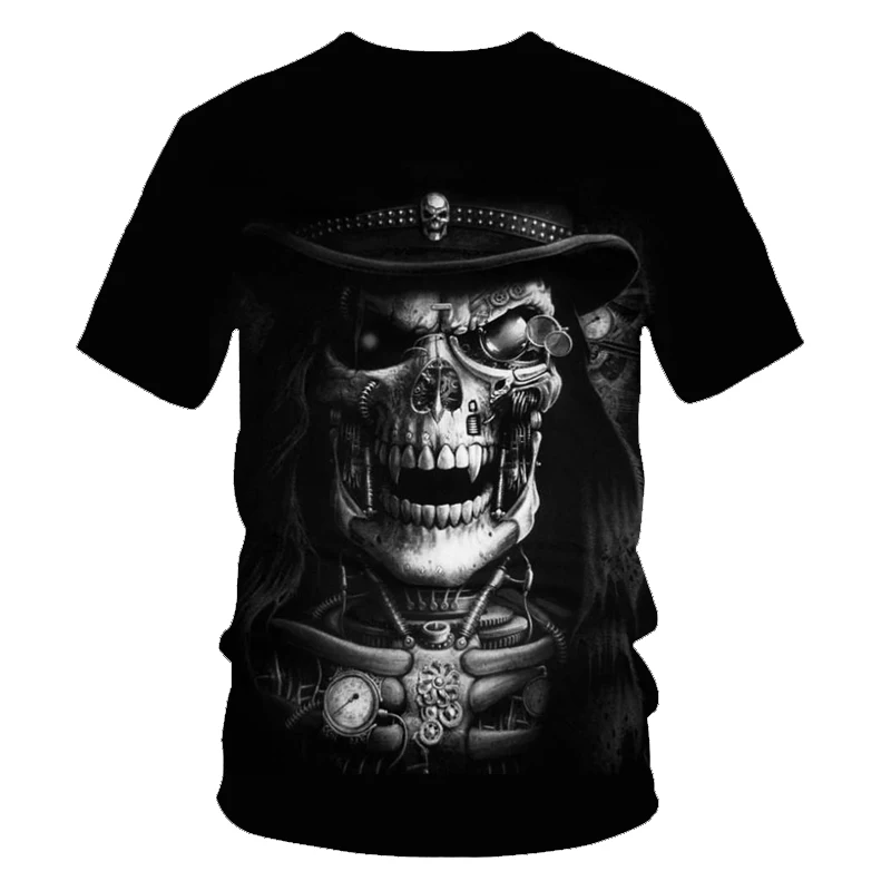 3D принт Рок Панк футболка с черепом летняя модная повседневная Уличная рубашка для мужчин и женщин с коротким рукавом