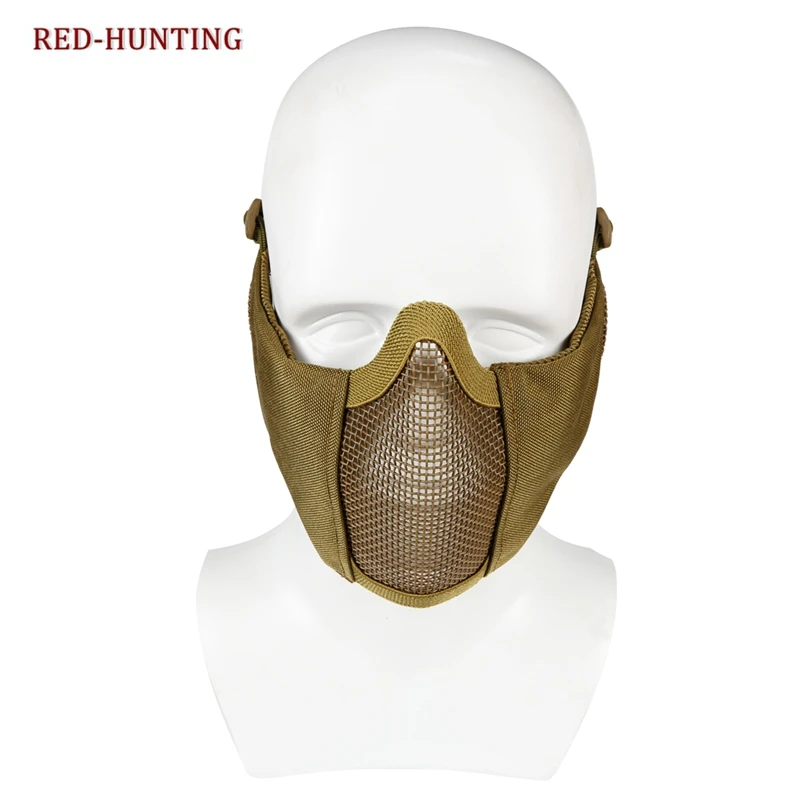 Новая регулируемая складная маска на половину лица Нижняя маска страйкбол сетка маска с защитой уха для страйкбола/охоты/пейнтбола - Цвет: 9