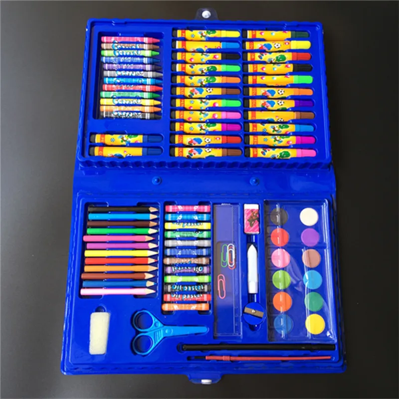 86 шт./компл. синяя розовая краска набор инструментов для рисования игрушки для рисования Акварельная ручка детские подарки Рождество год игрушки для детского сада
